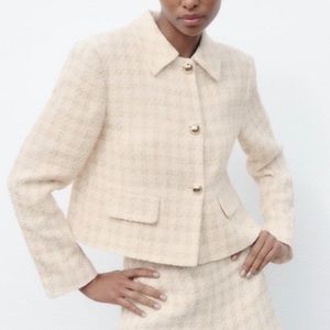 Zara textured blazer, houndstooth patterned